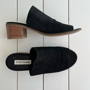 Steve a madden Richelle Black Suede Slip On Mule Heel Sandals - sz 9.5 women’s